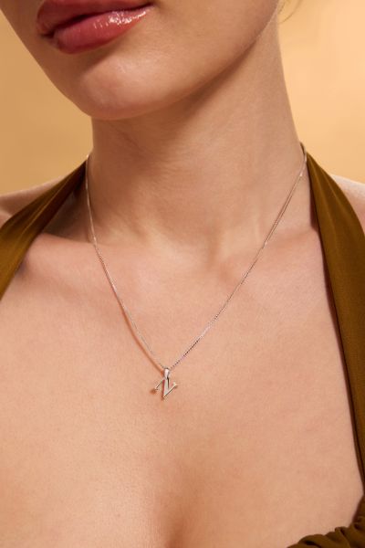 Sterling Silver Letter N Initial Necklace