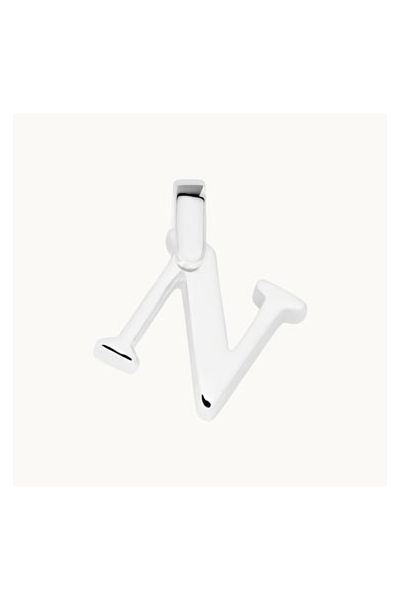 Sterling Silver 3D Alphabet Initial Letter Pendant - N
