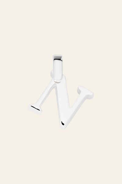 Sterling Silver 3D Alphabet Initial Letter Pendant - N