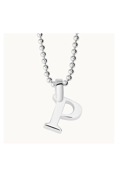 Sterling Silver 3D Alphabet Initial Letter Pendant - P