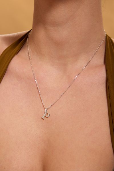 Sterling Silver Letter P Initial Necklace