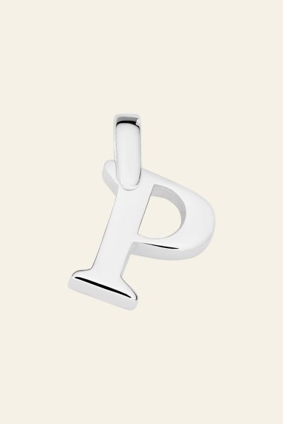 Sterling Silver 3D Alphabet Initial Letter Pendant - P