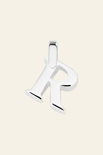 Sterling Silver 3D Alphabet Initial Letter Pendant - R