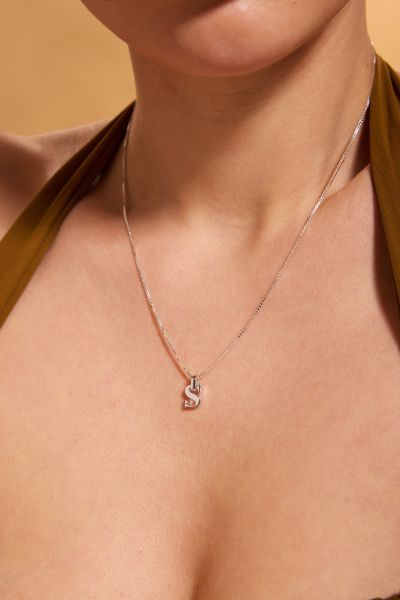 Sterling Silver Letter S Initial Necklace