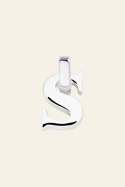 Sterling Silver 3D Alphabet Initial Letter Pendant - S
