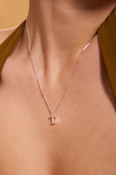 Sterling Silver Letter T Initial Necklace
