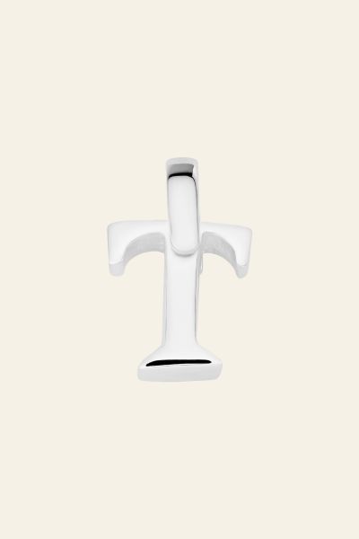 Sterling Silver 3D Alphabet Initial Letter Pendant - T