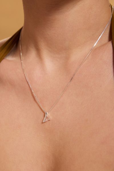 Sterling Silver Letter V Initial Necklace