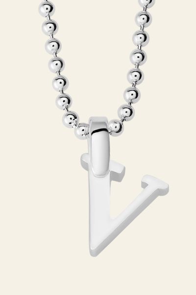 Sterling Silver Letter V Initial Necklace