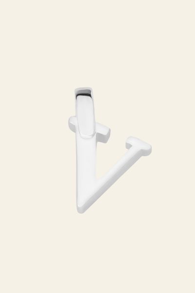 Sterling Silver 3D Alphabet Initial Letter Pendant - V