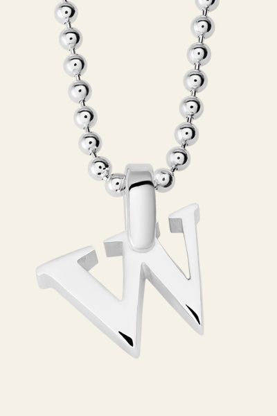 Sterling Silver Letter W Initial Necklace