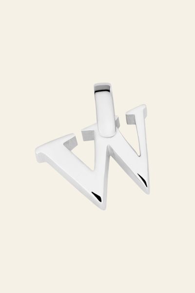 Sterling Silver 3D Alphabet Initial Letter Pendant - W