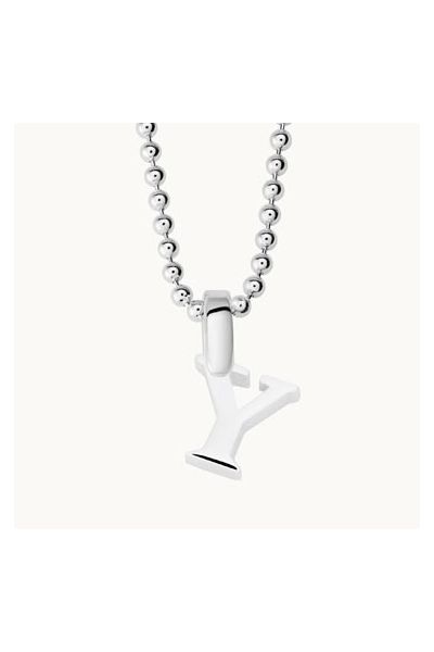 Sterling Silver 3D Alphabet Initial Letter Pendant - Y