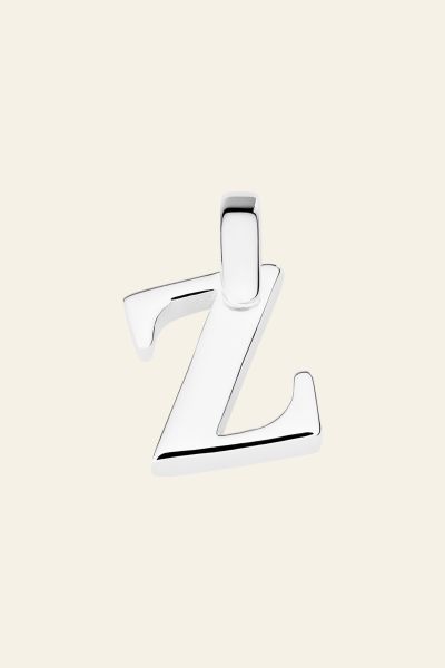Sterling Silver 3D Alphabet Initial Letter Pendant - Z