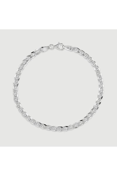 Sterling Silver 3.7mm Diamond Cut Marina Bracelet with Chain