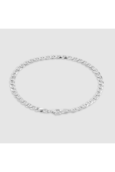 Sterling Silver 3.7mm Diamond Cut Marina Bracelet with Chain