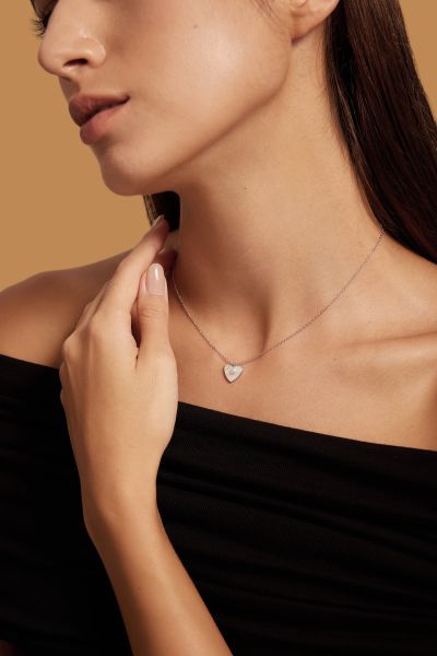 Sterling Silver Mother of Pearl Heart Necklace