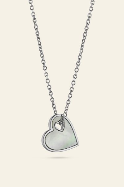 Sterling Silver Mother of Pearl Heart Necklace