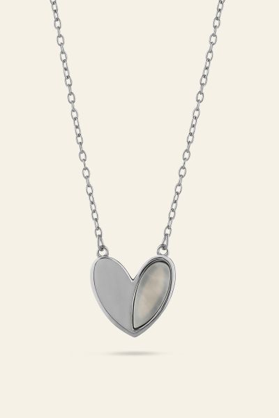 Sterling Silver Mother of Pearl Heart Necklace