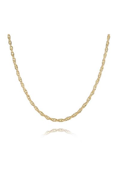  9ct Yellow Gold Plated 2mm Loose Rope Prince Of Wales Chain Necklace