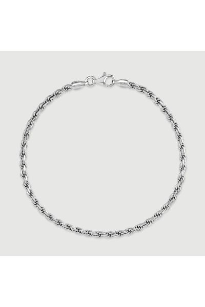 Sterling Silver 2.8mm Diamond Cut Rope Bracelet with Chain