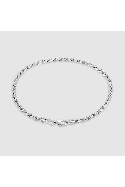 Sterling Silver 2.8mm Diamond Cut Rope Bracelet with Chain