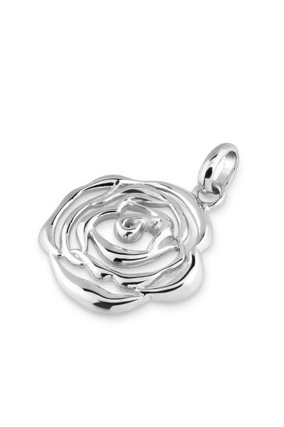 Sterling Silver Rose June Flower Pendant