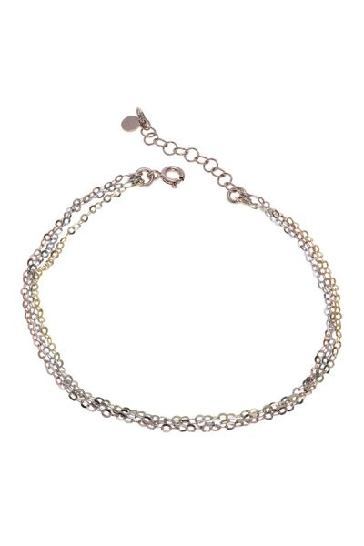 Sterling Silver Rose Yellow Gold Layered Extendable Bracelet 7 7.5 8 Inch