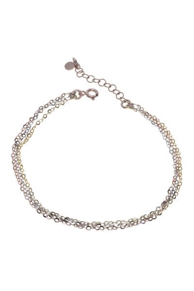 Sterling Silver Rose Yellow Gold Layered Extendable Bracelet 7 7.5 8 Inch
