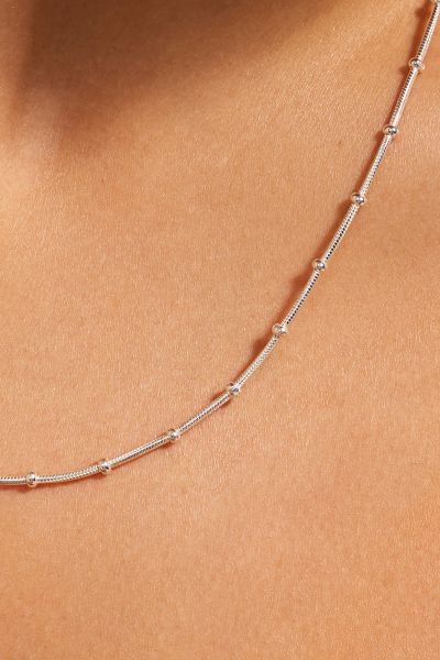 Sterling Silver Snake Chain Bobble Necklace with Disc Beads