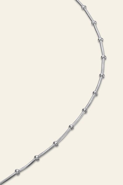 Sterling Silver Snake Chain Bobble Necklace with Disc Beads