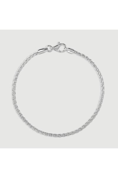 Sterling Silver 2.5mm Spiga Wheat Bracelet with Chain