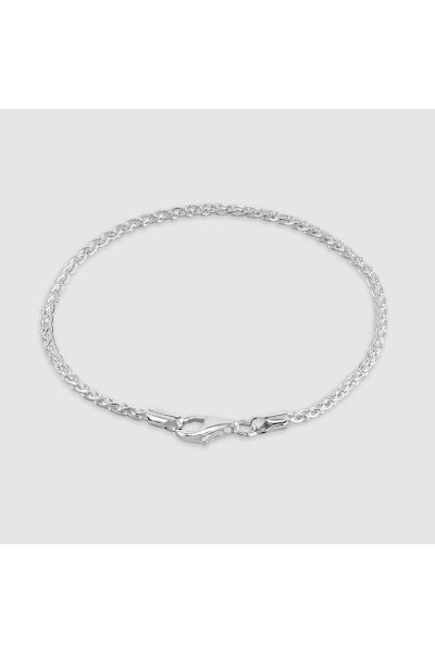 Sterling Silver 2.5mm Spiga Wheat Bracelet with Chain