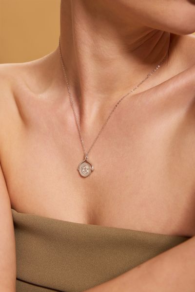 Sterling Silver Spinning Amulet Necklace