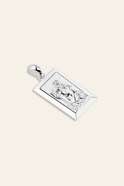 Sterling Silver Medium Rectangle St Christopher Pendant