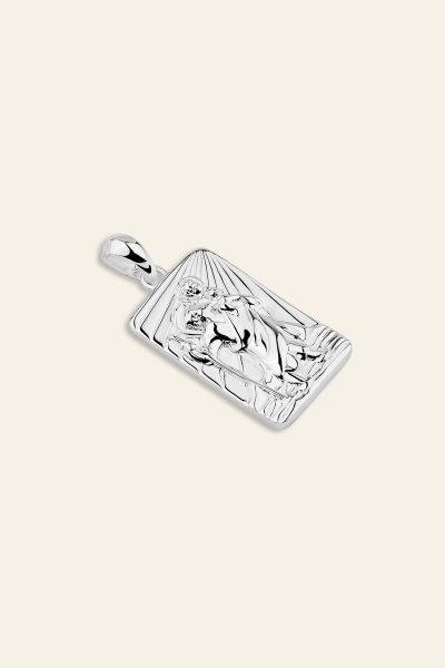 Sterling Silver Medium Rectangle St Christopher Pendant