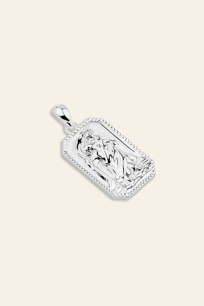Sterling Silver Medium Rectangle St Christopher Pendant