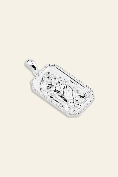 Sterling Silver Large Rectangle St Christopher Pendant