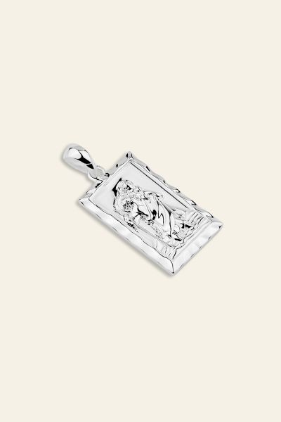 Sterling Silver Medium Rectangle St Christopher Pendant