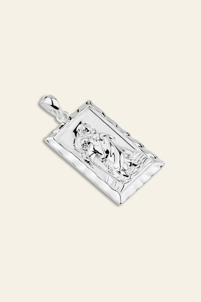 Sterling Silver Large Rectangle St Christopher Pendant