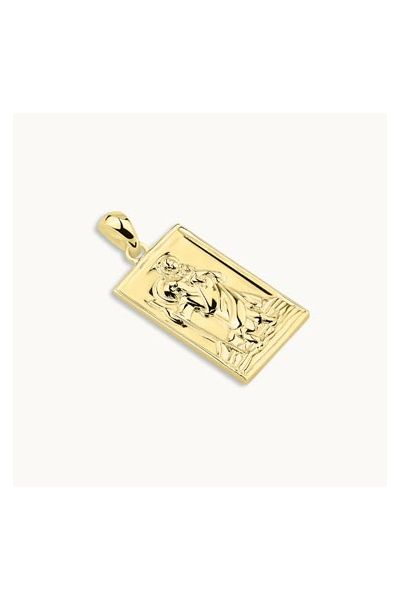 Gold Plated Sterling Silver Medium Rectangle St Christopher Pendant