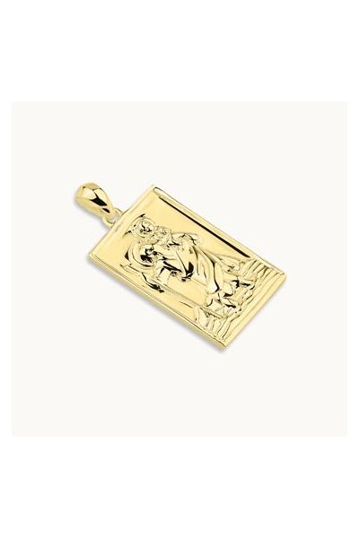 Gold Plated Sterling Silver Large Rectangle St Christopher Pendant