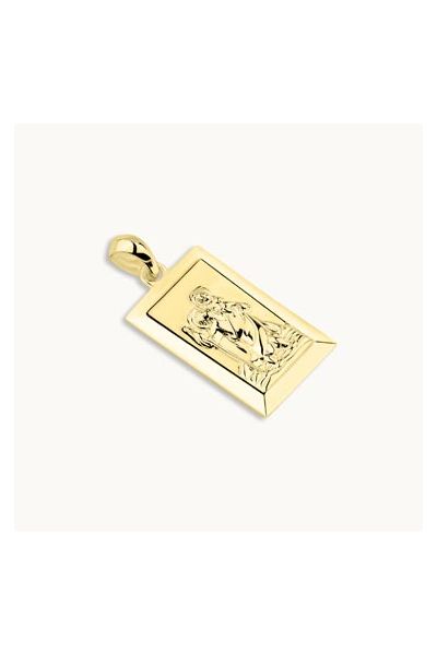 Gold Plated Sterling Silver Medium Rectangle St Christopher Pendant