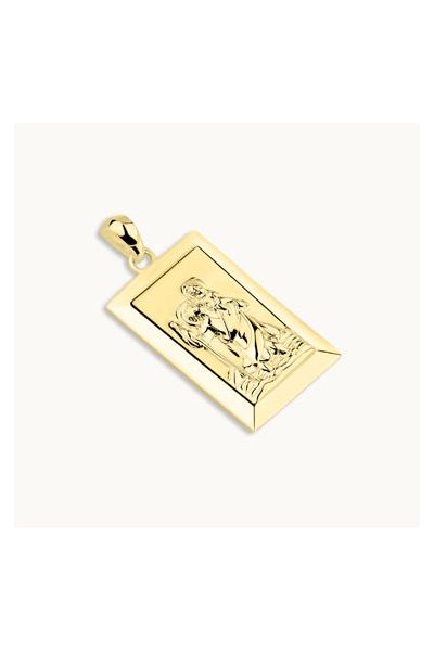 Gold Plated Sterling Silver Large Rectangle St Christopher Pendant