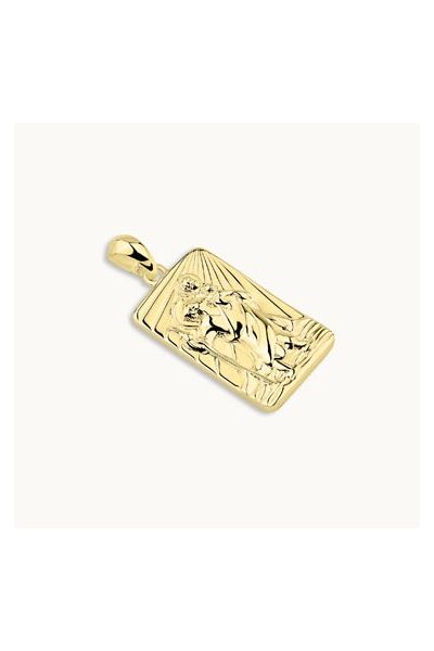 Gold Plated Sterling Silver Medium Rectangle St Christopher Pendant