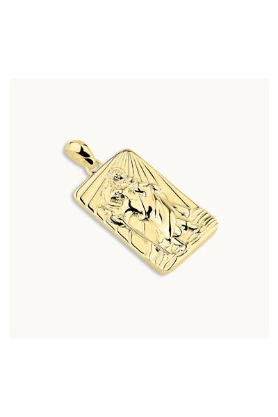 Gold Plated Sterling Silver Large Rectangle St Christopher Pendant