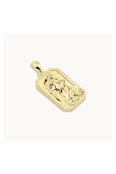 Gold Plated Sterling Silver Medium Rectangle St Christopher Pendant