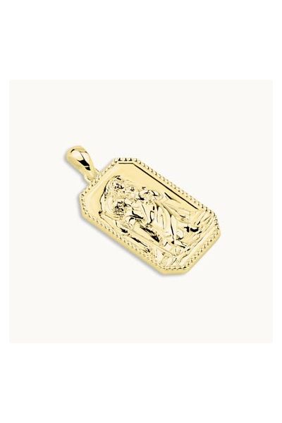 Gold Plated Sterling Silver Large Rectangle St Christopher Pendant
