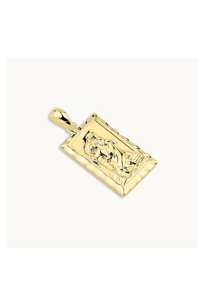 Gold Plated Sterling Silver Medium Rectangle St Christopher Pendant