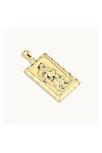 Gold Plated Sterling Silver Large Rectangle St Christopher Pendant